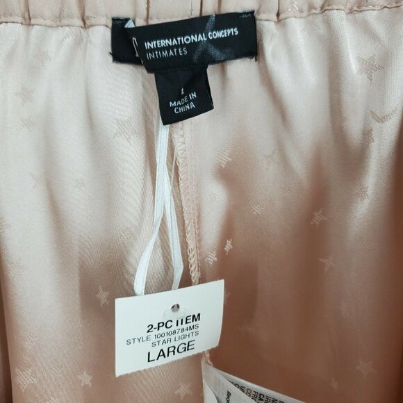 INC International Concepts Pink Star Print Satin Pajama Pants Size Large NWT - Picture 7 of 11